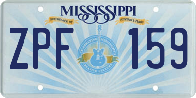 MS license plate ZPF159