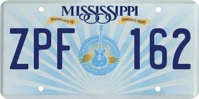 MS license plate ZPF162
