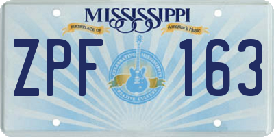 MS license plate ZPF163