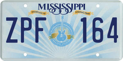 MS license plate ZPF164