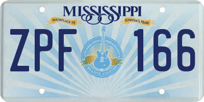 MS license plate ZPF166