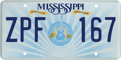 MS license plate ZPF167