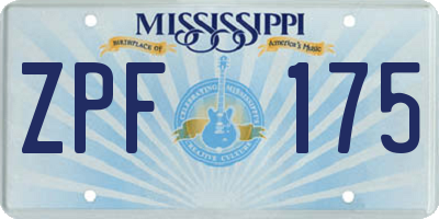 MS license plate ZPF175