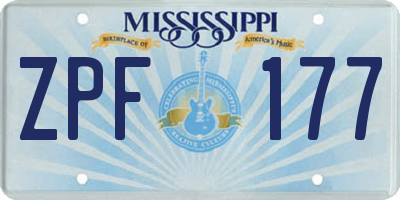 MS license plate ZPF177