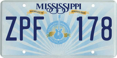 MS license plate ZPF178