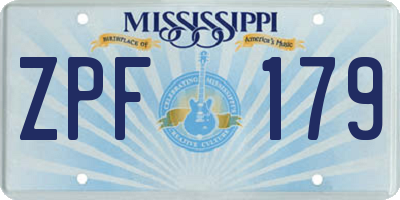 MS license plate ZPF179