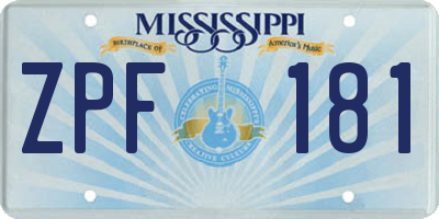 MS license plate ZPF181