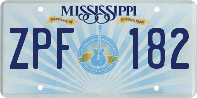 MS license plate ZPF182