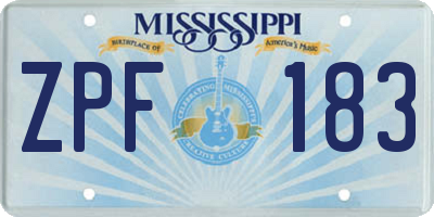 MS license plate ZPF183