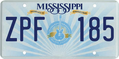 MS license plate ZPF185
