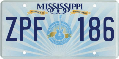 MS license plate ZPF186