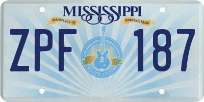 MS license plate ZPF187