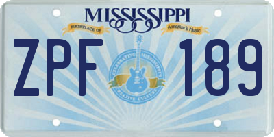 MS license plate ZPF189