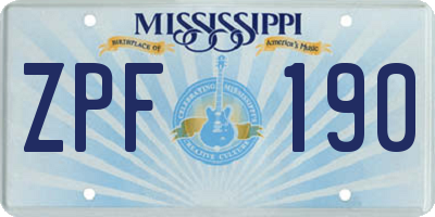 MS license plate ZPF190