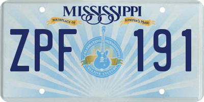 MS license plate ZPF191