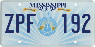 MS license plate ZPF192