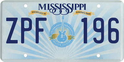 MS license plate ZPF196