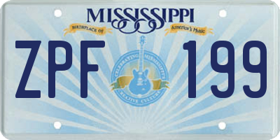 MS license plate ZPF199