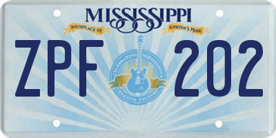 MS license plate ZPF202
