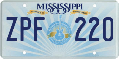 MS license plate ZPF220
