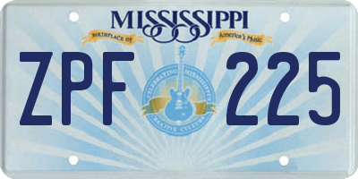 MS license plate ZPF225