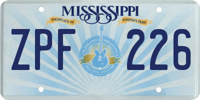 MS license plate ZPF226