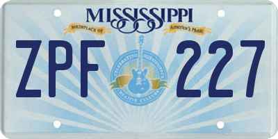 MS license plate ZPF227
