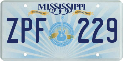 MS license plate ZPF229