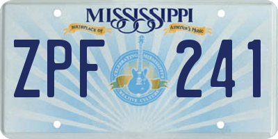 MS license plate ZPF241