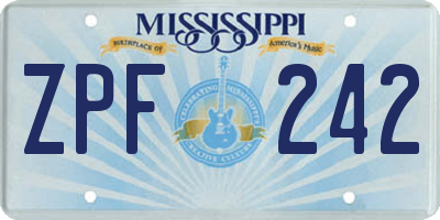 MS license plate ZPF242