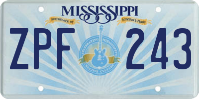 MS license plate ZPF243