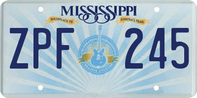 MS license plate ZPF245