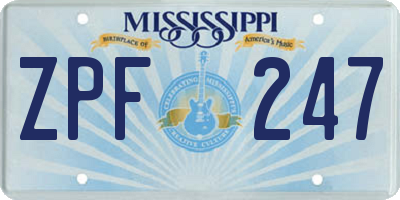MS license plate ZPF247