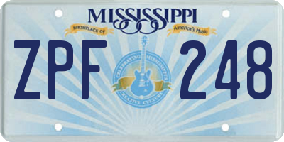MS license plate ZPF248