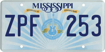 MS license plate ZPF253