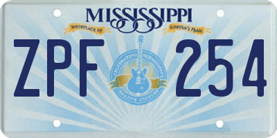 MS license plate ZPF254