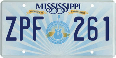 MS license plate ZPF261