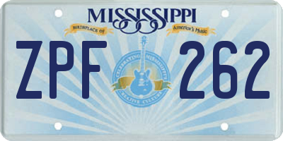 MS license plate ZPF262