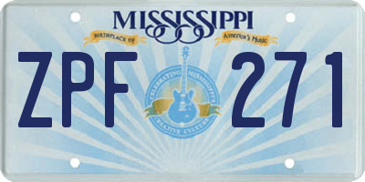MS license plate ZPF271