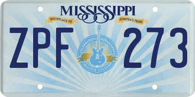 MS license plate ZPF273