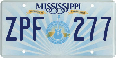 MS license plate ZPF277