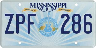 MS license plate ZPF286