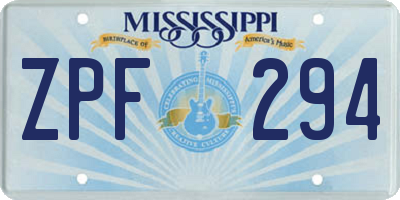MS license plate ZPF294