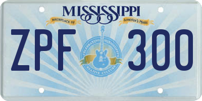 MS license plate ZPF300