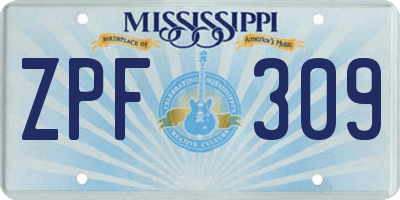 MS license plate ZPF309