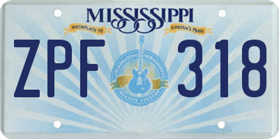 MS license plate ZPF318