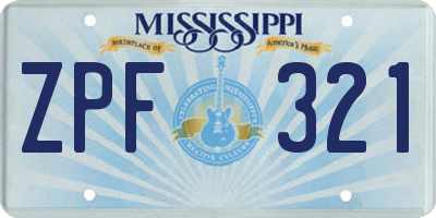 MS license plate ZPF321