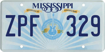 MS license plate ZPF329