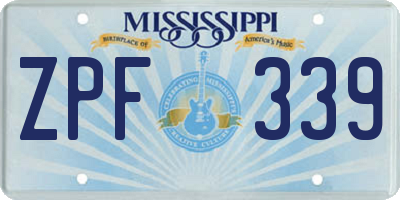 MS license plate ZPF339