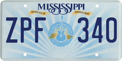 MS license plate ZPF340